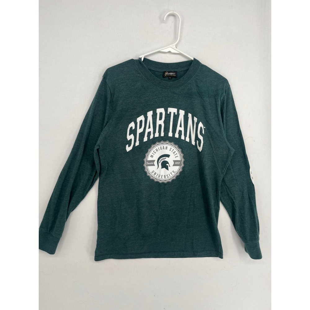 Gameday Couture Michigan State Spartans Long Sleeve Tee Green Size L Elbow Patch